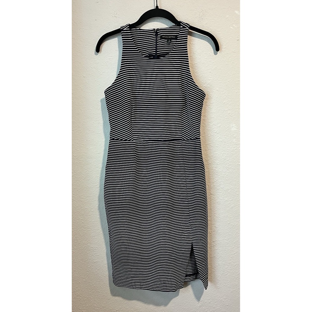 Banana Republic Women's Sheath Dress Size 4 Tall Striped Business Classic Chic